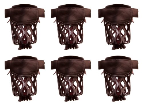 Leather Pool Table Billiard Pockets (Set of 6, Cherry)